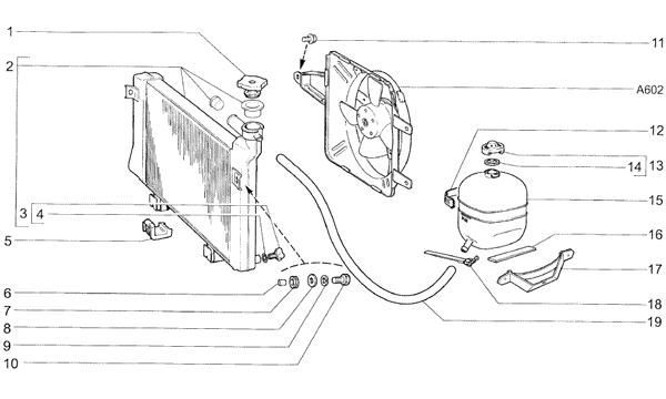 Схема радиатора охлаждения ваз. Схема радиатора печки ВАЗ 2107. Крепление радиатора охлаждения 2107. Расширительный бачок ВАЗ 2107 схема. Крепление радиатора охлаждения ВАЗ 2101.