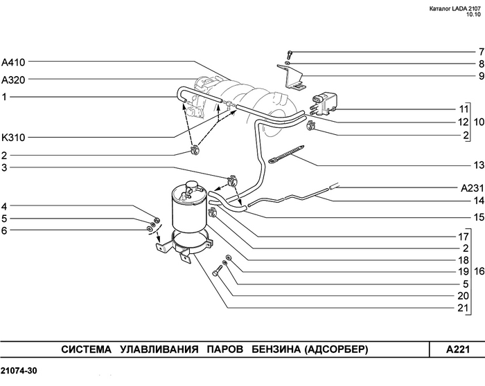 Схема шлангов адсорбера ваз 2112