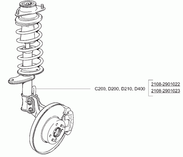 Схема передней подвески ваз 2108