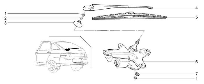 Схема заднего стеклоочистителя ваз 2111