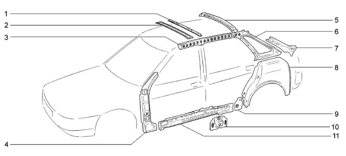 Схема кузова ваз 2110 названия деталей
