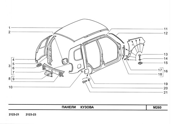 Кузов нива шевроле схема