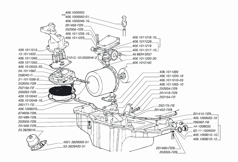 Система смазки двигателя ЗМЗ на Газель и Соболь, схема