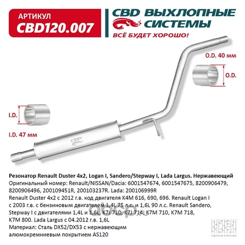  DUSTER, LOGAN, LARGUS . CBD120.007 CBD CBD120007 CBD120.007