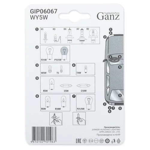  12V WY5W 5W W2,1X9,5D GANZ 2 .  GIP06067 GIP06067