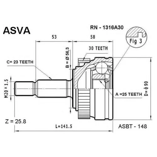   25X56X23 RN-1316A30 Asva