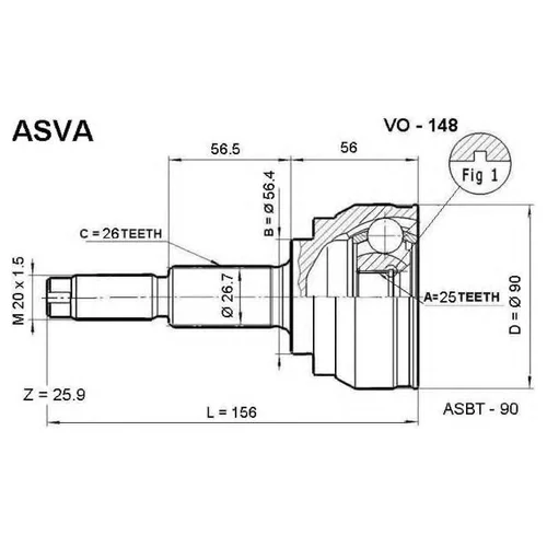   25x57x26 VO148 Asva