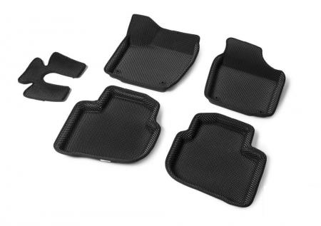 Коврики салона EVA 3D, AutoFlex, для Skoda Rapid лифтбек 2013-2020 2020- / Volkswagen Polo VI лифтбек 2020-, цвет черный