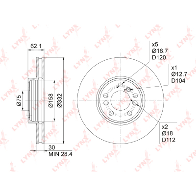 BN1009    (332X30) BMW X5(E53) 3.0-4.4 00-06 / X3(E83) 3.0D 06-10 BN1009