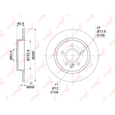 BN1021    (280X11) FORD FOCUS II 1.8-2.0D 04-12 / C-MAX 1.6-2.0D 03-10, VOLVO C30 1.6-2. BN1021