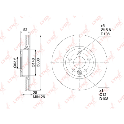 BN1027    (300X28) FORD MONDEO IV 1.6-2.5 07-14 / KUGA I 2.0D-2.5 08-12 / GALAXY / S-MAX BN1027