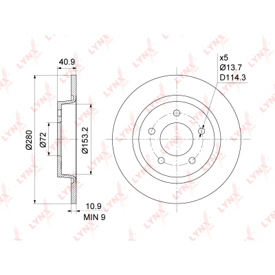 BN1066    (280X11)MAZDA 3(BK / L) 2.0-2.5 03> / 5(CR / W) 1.8-2.0 05> / PREMACY(CP) 2.0 05> BN1066