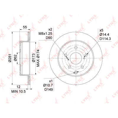 BN1137    (281X12) TOYOTA RAV 4 III-IV 2.0-3.5 05> / MARK X 2.4-3.5 07-13 BN1137