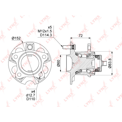     L LEXUS RX330-400H 2WD 03-08, TOYOTA HIGHLANDER I-II 2.4-3.5 2WD 03> / VENZA WH1502