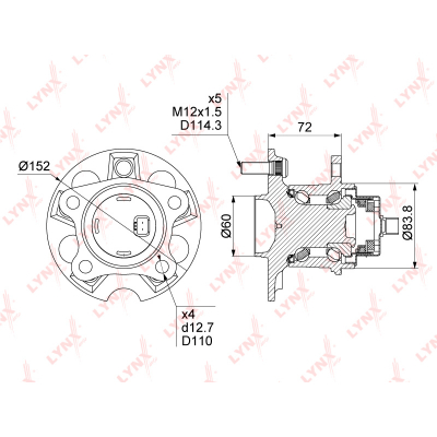     R LEXUS RX330-400H 2WD 03-08, TOYOTA HIGHLANDER I-II 2.4-3.5 2WD 03> / VENZA WH1503