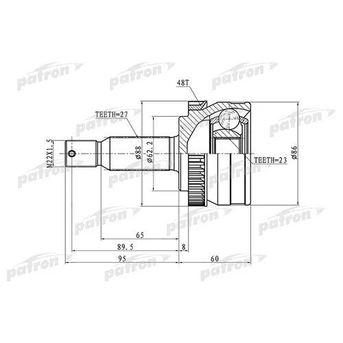     ABS 27X62.2X23 ABS:48T HY TUCSON 04-10 PCV1352