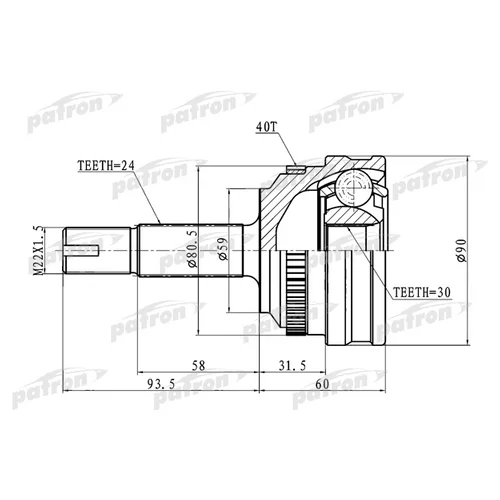     ABS 24X59X30 ABS:40T GEELY MK, CK PCV1715