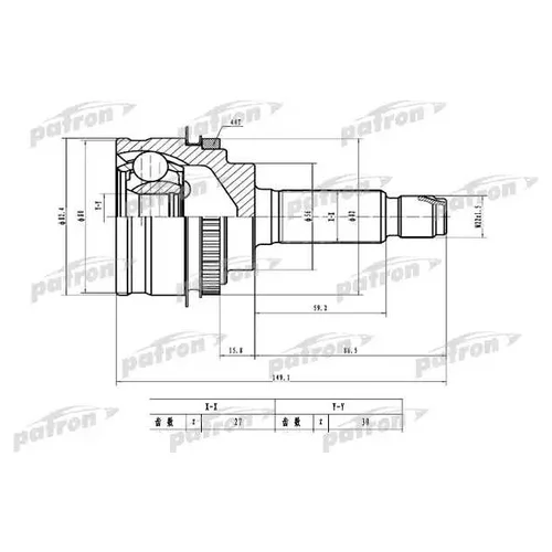     ABS 27X56X30 ABS:44T SUBARU:FORESTER 99-02, IMPREZA 99-04, LEGACY 99-04, OUTBACK 01-05 PCV1784