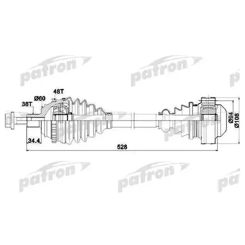   38x527x60.2 VW: TRANSPORTER IV C   90-03, TRANSPORTER IV  90-03, TRANSPORTER IV  90-03 PDS0028 Patron