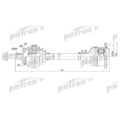   38X654X59.5 ABS: 45T AUDI: A6 97-05, A6 AVANT 97-05 PDS0110