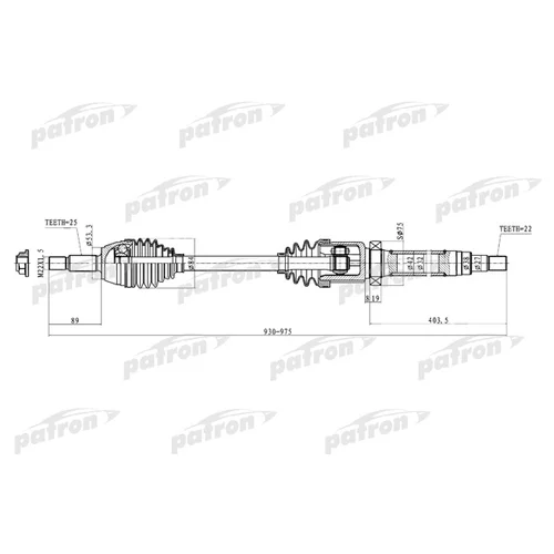   25X930X53,3X22 FORD: FIESTA V 01-, FUSION 02- PDS0222