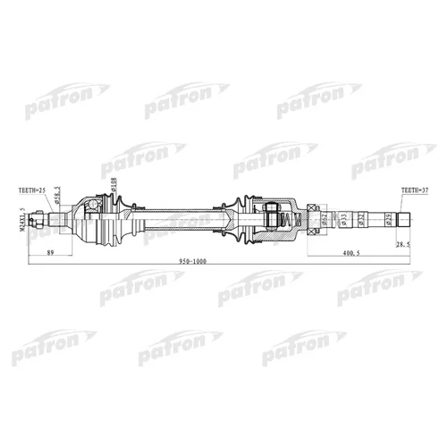    25X953X58,5X37 CITROEN: C5 04-, C5 BREAK 04- PDS0234