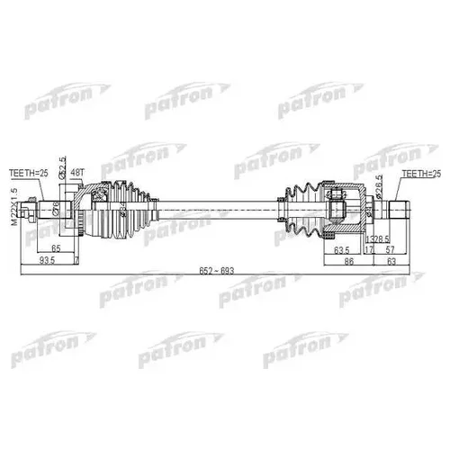     25X652X52,5X25 ABS:48T HYUNDAI SOLARIS [SB] 11 - KIA RIO [DX] 11 - PDS0504