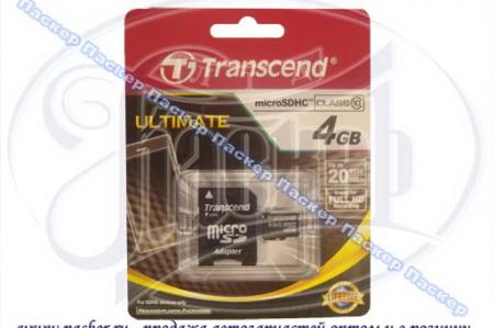   Micro SDHC Card  4 Transcend Class 10   SD  Transcend