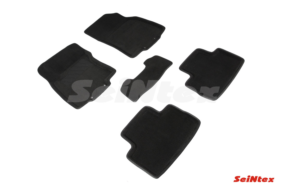 Ворсовые 3D коврики для NISSAN QASHQAI II RU, цвет черный, год выпуска 2016-