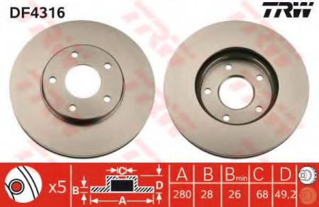    NISSAN: ALMERA TINO 00-, MAXIMA QX 00-, PRIMERA 02-, PRIMERA HATCHBACK 00-02, PRIMERA HATCHBACK 02-, PRIMERA  02-, X-TRAIL 01- DF4316