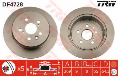   TOYOTA CARINA E 2.0 92-97/CELICA 1.8 93-99  D=269. DF4728 TRW