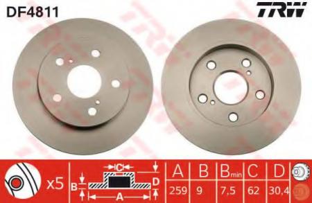    TOYOTA: ALTIS  (E15_, E14_) 07-, AURIS (_ZE15_, _RE15_) 06-, COROLLA  (_E12J_, _E12T_) 01-, TOYOTA (FAW): COROLLA 04-06 DF4811