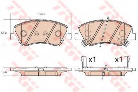    HY: ACCENT IV 1.4/1.6 10-, ACCENT IV 1.4/1.6 10-  KIA: RIO III 1.1 CRDi/1.25 CVVT/1.4 CRDi/1.4 CVVT/1.6 CVVT 11-, RIO III 1.4 CVVT/1.6 CVVT 11- GDB3548 TRW