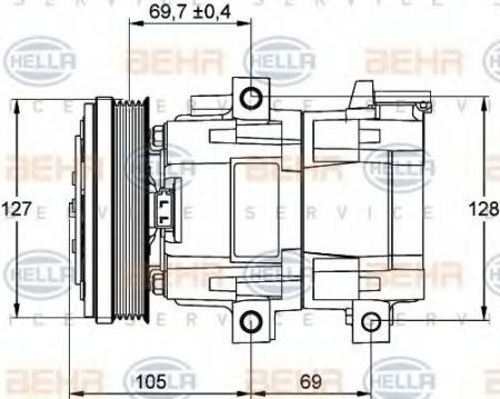 KOMPRESSOR(KLIMA), 12 V 8FK351113211 HELLA