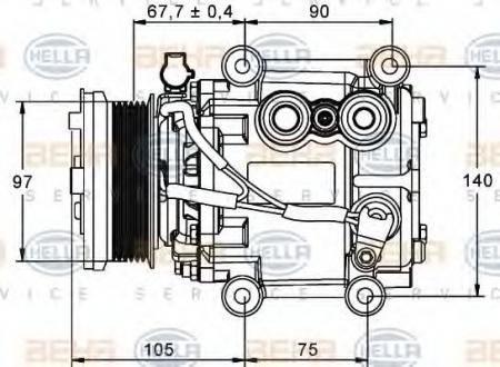 KOMPRESSOR(KLIMA), 12 V 8FK351113221 HELLA