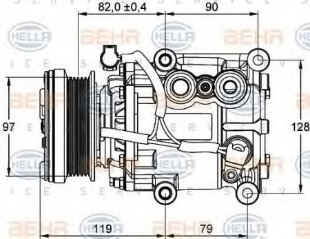 KOMPRESSOR(KLIMA), 12 V 8FK351113371 HELLA