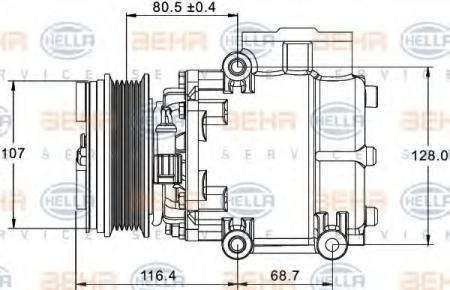 KOMPRESSOR(KLIMA), 12 V 8FK351334101 HELLA