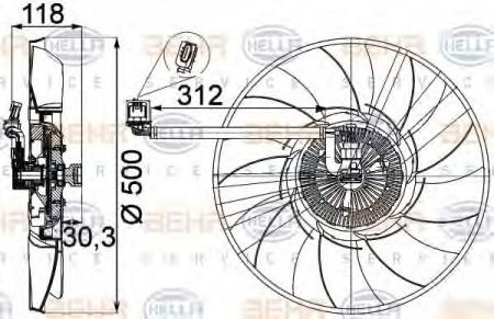 LUEFTER,  500 MM 8MV376757311 HELLA