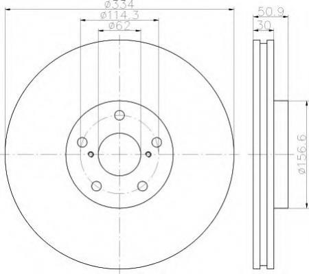   Lexus (334x30x50,9x5+2x62; ) 1. 8DD 355 112-861 HELLA