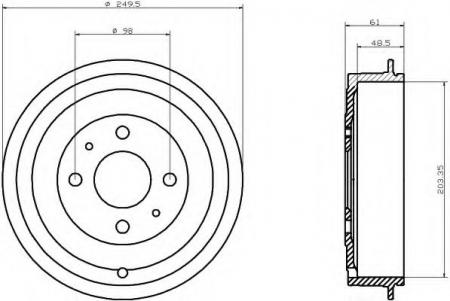 BREMSTROMMEL 8DT355301421 HELLA