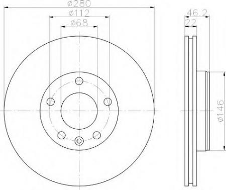   AUDI, VW (280X22X46,2X5+1X68; ) 1. (..) 8DD 355 105-531