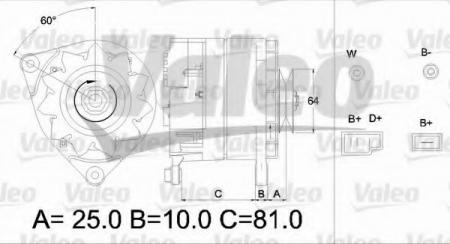  14V 55A FORD ESCORT (80>86)ESCORT (86>90) FIESTA (76>83) FIESTA (83>89) VALEO 436179