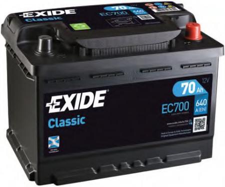  CLASSIC 12V 70AH 640A ETN 0(R+)  EC700 EXIDE