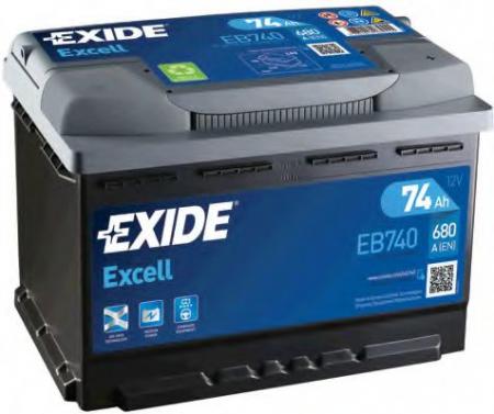  EXCELL 12V 74AH 680A ETN 0(R+) B13 278x175x190mm 18.29kg EB740 EXIDE