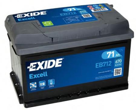  Excell 71Ah 670A (R +) 278x175x175 mm  EB712 EXIDE