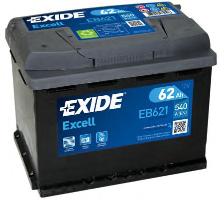  EXCELL 12V 62AH 540A ETN 1(L+) B EB621