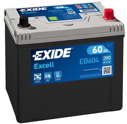  Excell 60Ah 390A (R +) 230x172x220 mm  EB604 EXIDE