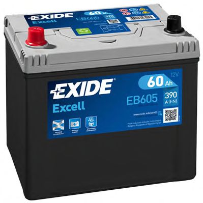  Excell 60Ah 390A (L +) 230x172x220 mm EB605 EXIDE