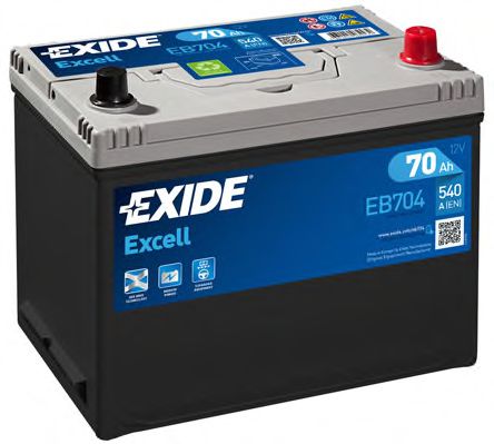  Excell 70Ah 540A (R +) 266x172x223 mm EB704 EXIDE
