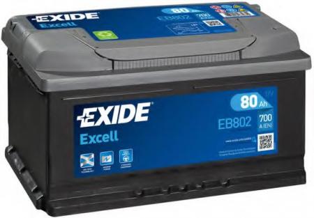 Excell 80Ah 700A 315x175x175 (-+) EB802 EXIDE